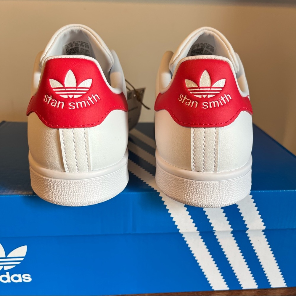 ADIDAS Women's Stan Smith White / Red Heart Shoes - Picture 7 of 10